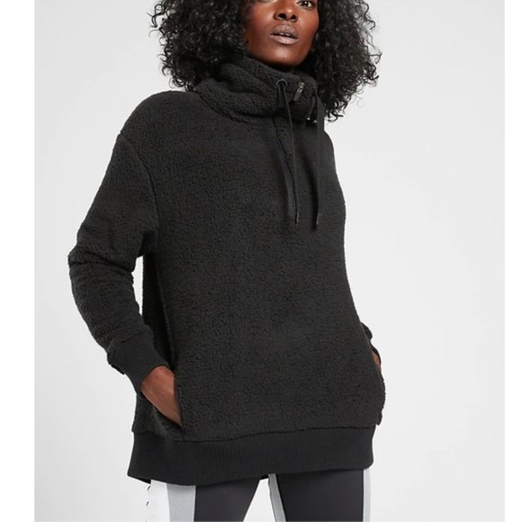 Athleta Tops - NWT ATHLETA TALUS 1/4 ZIP FUNNEL NECK SHERPA black